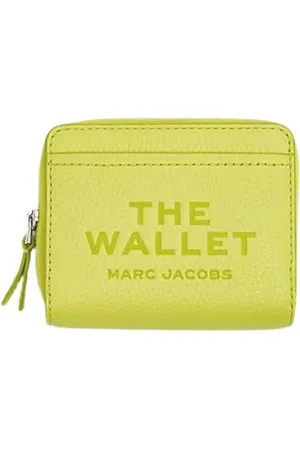 Marc Jacobs Akcesoria, Kobieta, Żółty, ONE SIZE, Żółta skórzana portmonetka z zapięciem na zatrzask