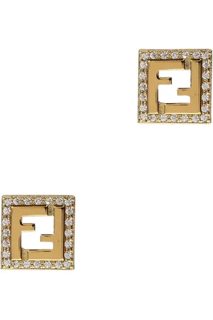Fendi Akcesoria, Kobieta, Żółty, ONE SIZE, Kolczyki Sztyfty Klejnot Kobieta Złoto