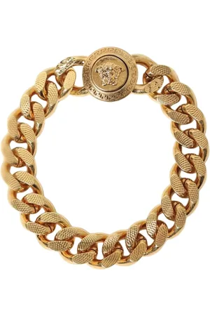 VERSACE Akcesoria, Kobieta, Żółty, L, Elegancki Złoty Bransoletka Łańcuchowa