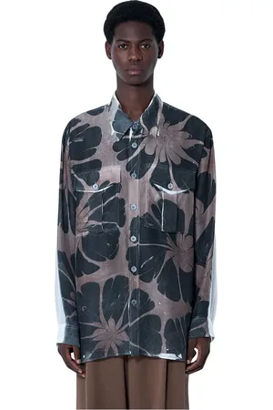 DRIES VAN NOTEN Koszule, Mężczyzna, Wielobarwność, L, Jedwabna koszula z kwiatowym wzorem