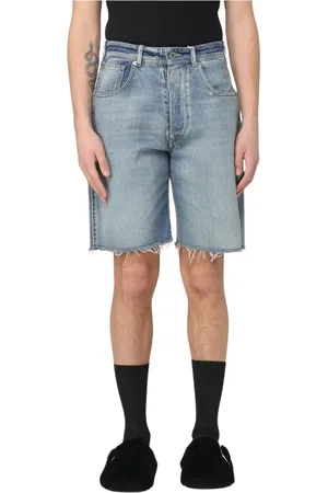 Maison Margiela Szorty, Mężczyzna, Niebieski, W32, Stylowe jeansowe szorty z surowym dołem