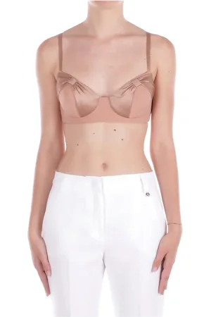 Elisabetta Franchi Koszulki, Kobieta, Beżowy, L, Beżowy Top z Stylowym Designem