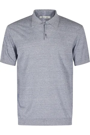 L.B.M. 1911 Koszulki, Mężczyzna, Niebieski, L, Niebieski Polo Shirt Pełny Guzik Krótki Rękaw