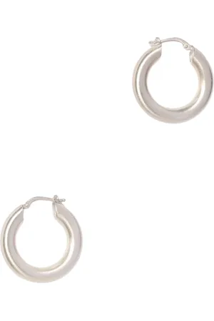 Jil Sander Akcesoria, Kobieta, Szary, ONE SIZE, Minimalistyczne Srebrne Kolczyki Hoop