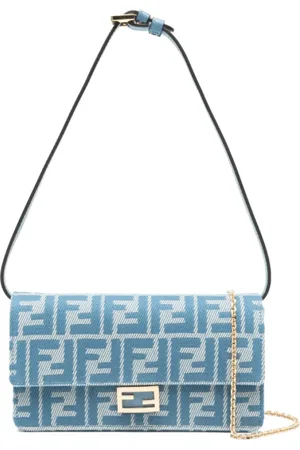 Fendi Torebki, Kobieta, Niebieski, ONE SIZE, Indigo Crossbody z Łańcuchem