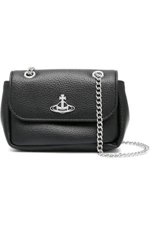 Vivienne Westwood Torebki, Kobieta, Czarny, ONE SIZE, Czarna Mini Portmonetka z Łańcuszkiem