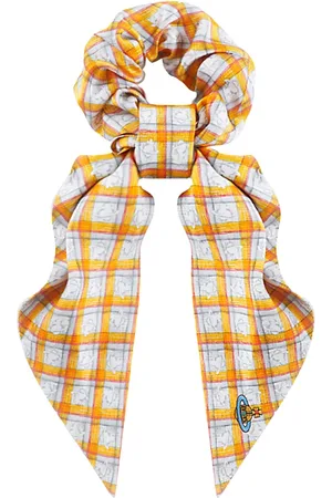 Vivienne Westwood Akcesoria, Kobieta, Żółty, ONE SIZE, Żółte akcesoria z Check Orbs Scrunchie