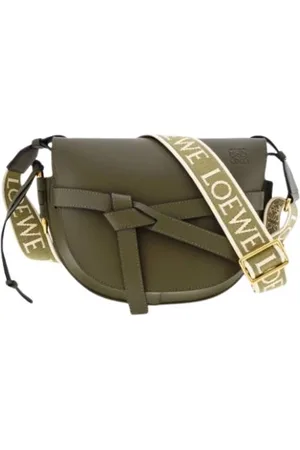 Loewe Torebki, Kobieta, Zielony, ONE SIZE, Zamsz, Zielona Jesień Gate Dual Mała Torba