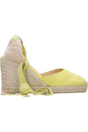 Castaner Buty, Kobieta, Żółty, 41 EU, Żółte sandały z płótna z plecionym paskiem