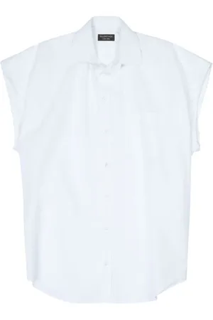 Balenciaga Bluzki, Kobieta, Biały, S, Len, Biała Bezrękawnik z Guzikami