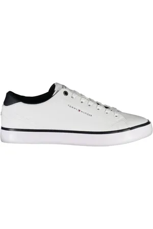 Tommy Hilfiger Buty, Mężczyzna, Biały, 45 EU, Len, Męskie buty sportowe z unikalnym nadrukiem