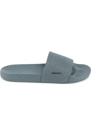 Calvin Klein Buty, Kobieta, Zielony, 38 EU, Zielona Monogram Slide Sandal Wygodna