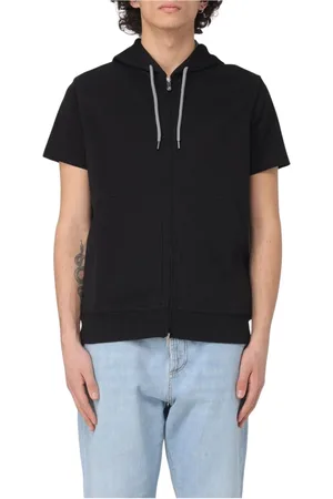 Brunello Cucinelli Bluzy, Mężczyzna, Czarny, XL, Czarna Bluza z Zamkiem dla Mężczyzn