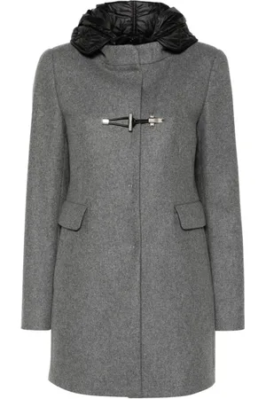 FAY Płaszcze, Kobieta, Szary, S, Nylon, Toggle Coat Nylon Front B600