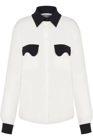 Moschino Bluzki, Kobieta, Biały, M, Biała Koszula z Kontrastującymi Elementami