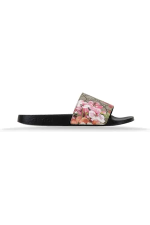 Gucci Buty, Kobieta, Wielobarwność, 36 EU, Damskie sandały wsuwane wzór kwiatowy