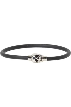 Alexander McQueen Akcesoria, Kobieta, Czarny, M, Czarny Silikonowy Magnetyczny Bransoletka z Czaszką