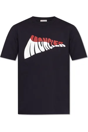 Moncler Koszulki, Mężczyzna, Niebieski, S, T-shirt z nadrukiem