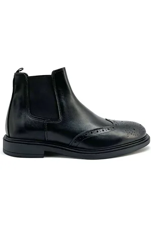 Duca Di Morrone Buty, Mężczyzna, Czarny, 45 EU, Włoskie skórzane botki z okrągłym palcem