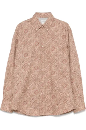 Brunello Cucinelli Koszule, Mężczyzna, brązowy, XL, Koszula z nadrukiem Paisley