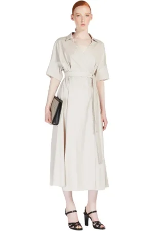 Max Mara Sukienki, Kobieta, Biały, S, Sukienka Ołówkowa z Materiału Poplinowego