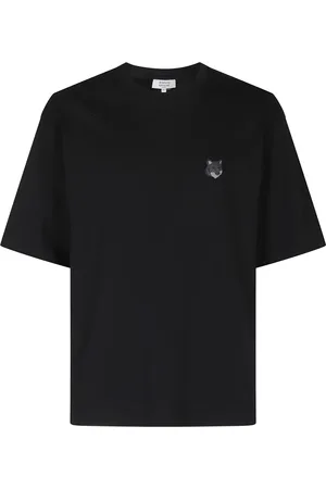 Maison Kitsuné Koszulki, Mężczyzna, Czarny, M, Czarna Oversize Koszulka z Logo