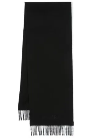 Saint Laurent Akcesoria, Kobieta, Czarny, ONE SIZE, Czarny Szalik z Haftowanym Logo