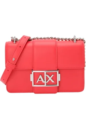 Armani Exchange Torebki, Kobieta, Czerwony, ONE SIZE, Czerwona skórzana torebka z zamknięciem na zamek błyskawiczny