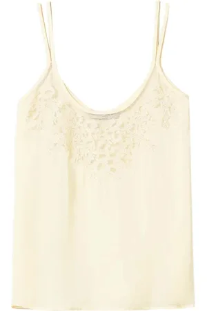 Twin-Set Koszulki, Kobieta, Biały, M, Haftowany Top Koronkowy