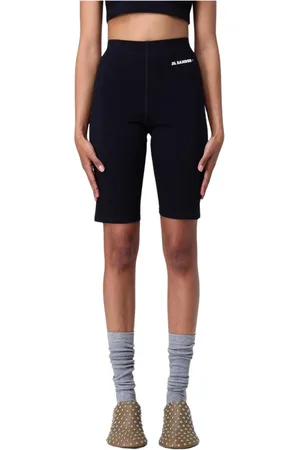 Jil Sander Sport, Kobieta, Czarny, S, Czarne Szorty Rowerowe z Logo