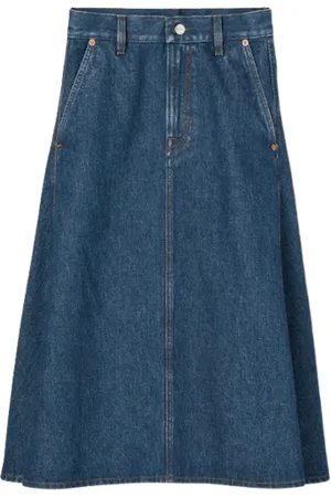 Gucci Spódnice, Kobieta, Niebieski, M, Denim, Ciemnoniebieska Spódnica Midi z Denimu