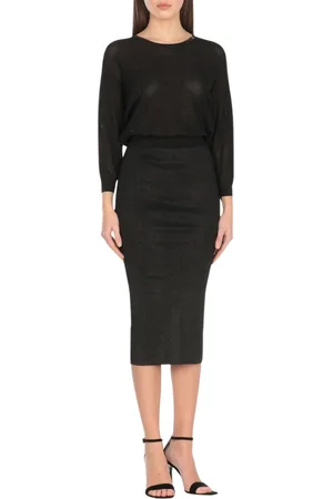 Elisabetta Franchi Sukienki, Kobieta, Czarny, M, Elegancka Długa Sukienka