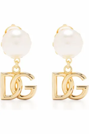 Dolce & Gabbana Akcesoria, Kobieta, Biały, ONE SIZE, Perłowe Kolczyki z Logo