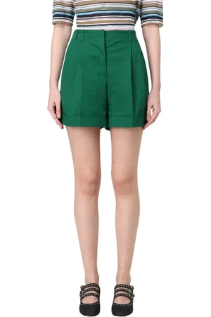Max Mara Szorty, Kobieta, Zielony, XS, Białe Plisowane Szorty Bawełniane