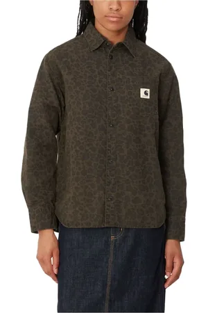Carhartt Bluzki, Kobieta, brązowy, XS, Bawełna, Koszula Camo Leo Zielono Brązowa