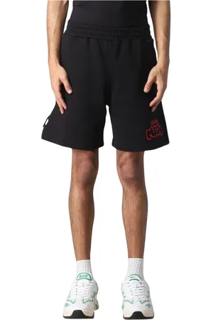 Msgm Szorty, Mężczyzna, Czarny, L, Graffiti Print Stylowe Czarne Bawełniane Szorty