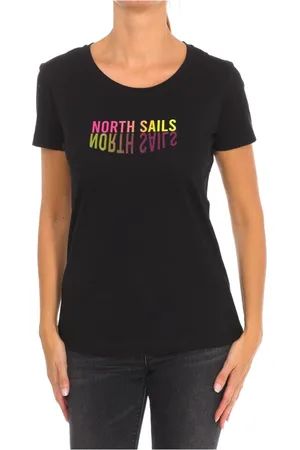 North Sails Koszulki, Kobieta, Czarny, L, Bawełna, T-shirt z krótkim rękawem i ściągaczem na szyi