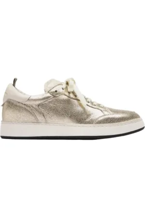 Officine creative Buty, Kobieta, Żółty, 36 EU, Złote Skórzane Sneakersy z Obcasem 35mm