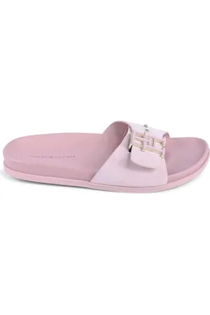 Tommy Hilfiger Buty, Kobieta, Różowy, 39 EU, Różowe Skórzane Zapięcie Slajdy