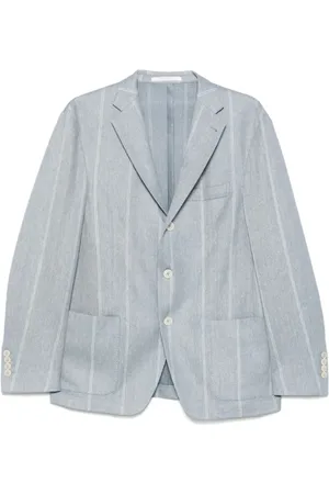 ELEVENTY Kurtki, Mężczyzna, Niebieski, 2XL, Denim, Denim Marynarka z Jednym Rzędem Guzików