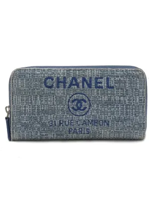 CHANEL Pre-owned, Kobieta, Niebieski, ONE SIZE, Skóra, Pre-owned skórzane portfele