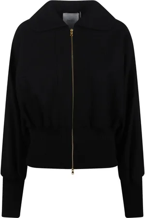 Patou Bluzy, Kobieta, Czarny, M, Elegancka Kurtka Bomber z Kołnierzem Francuskim