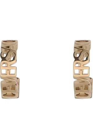 VERSACE Akcesoria, Kobieta, Żółty, ONE SIZE, Złote kolczyki Hoop z teksturą Elegancki design