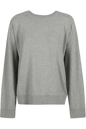 Armarium Swetry, Kobieta, Szary, L, Kaszmir, Kaszmirowy Szary Sweter Długi Rękaw Crewneck Jumper