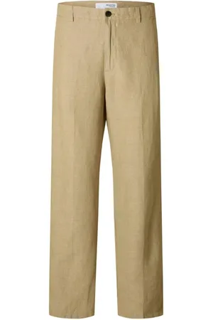 SELECTED Spodnie, Mężczyzna, brązowy, W33, Beżowe Eleganckie Spodnie Męskie Wiosna/Lato