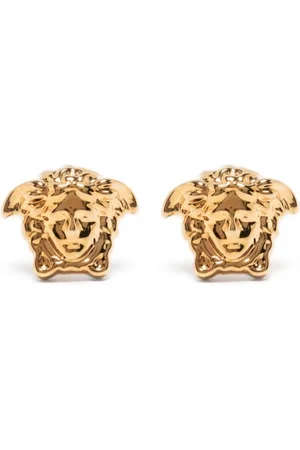 VERSACE Akcesoria, Kobieta, Żółty, ONE SIZE, Złote Metalowe Kolczyki