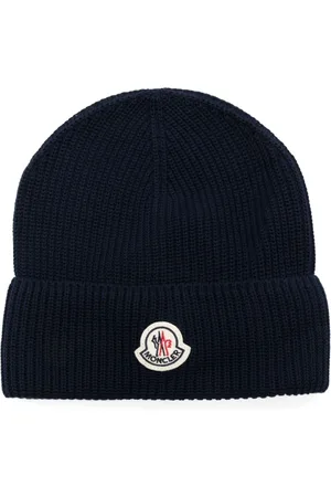 Moncler Akcesoria, Mężczyzna, Niebieski, ONE SIZE, Niebieski Bawełniany Brioche Stitch Czapka