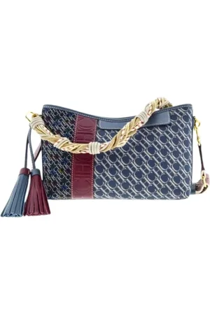 Carolina Herrera Torebki, Kobieta, Niebieski, ONE SIZE, Ręcznie Robiona Torba Crossbody z Patchworkiem i Skórzanymi Frędzlami
