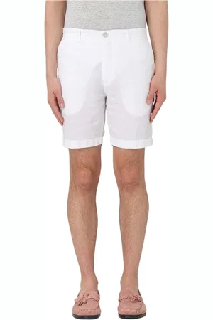 120% Lino Szorty, Mężczyzna, Biały, 7XL, Białe lniane szorty dla mężczyzn