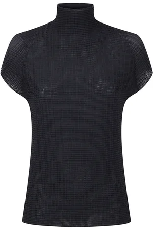 Issey Miyake Swetry, Kobieta, Czarny, M, Plisowana Czarno-Biała Koszula